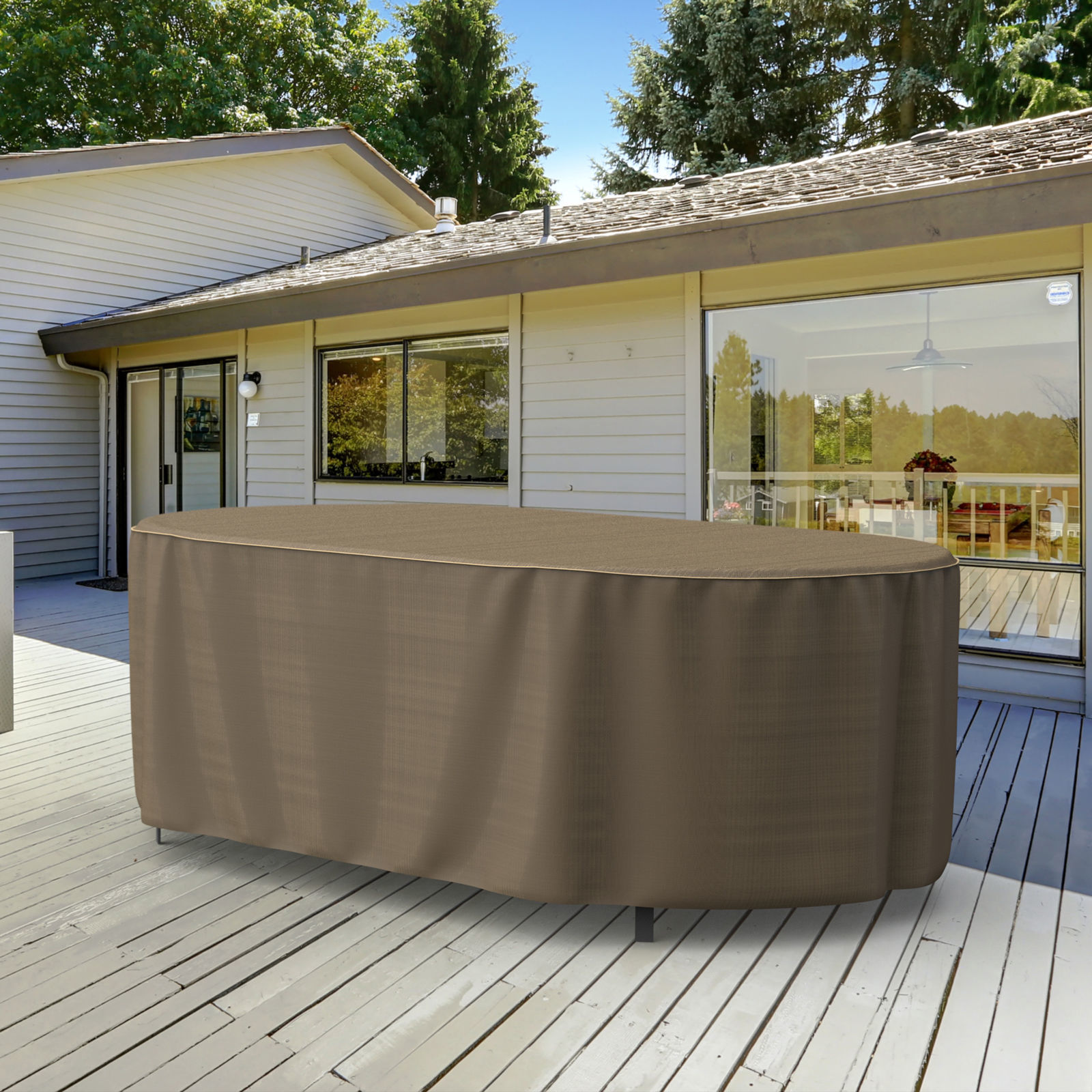 StormBlock™ Hillside Oval Patio Table Cover | Budge