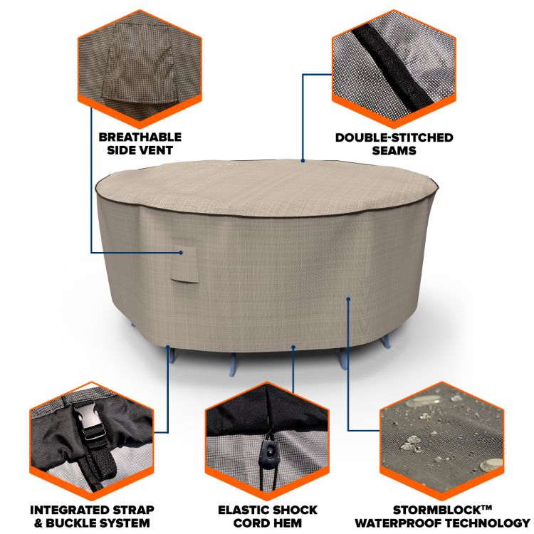 Picture of StormBlock™ Mojave Round Patio Table & Chairs Combo Cover - Extra Large