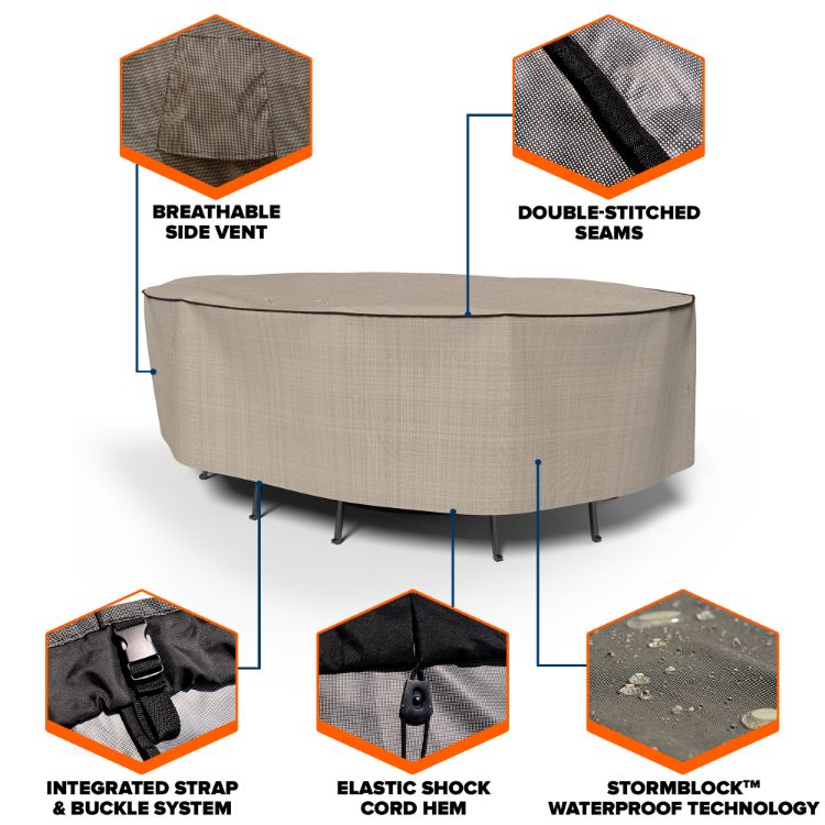 Picture of StormBlock™ Mojave Oval Patio Table & Chairs Combo Cover