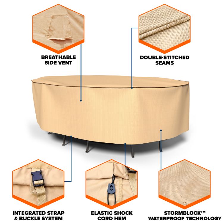 Picture of StormBlock™ Savanna Oval Patio Table & Chairs Combo Cover - Medium